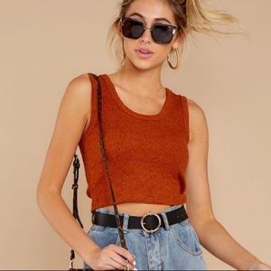 FOREVER 21 BURNT ORANGE  STRETCHY CROP TOP